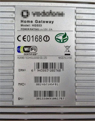 Router MAC and SN on the back label