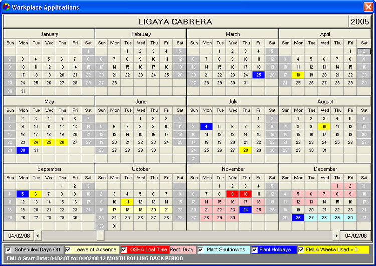 Fmla Rolling Calendar Tracking Spreadsheet Resume Template
