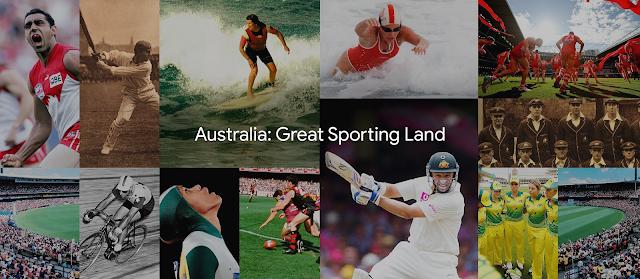 A banner image with a montage of iconic Australian sporting moments