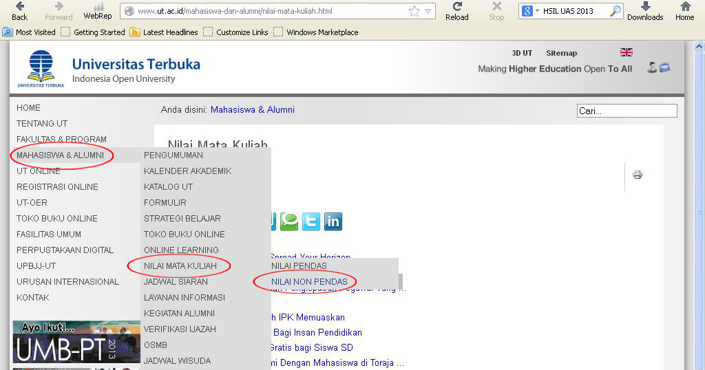 Ping Of Death file Cara melihat Pengumuman Hasil UAS 2013