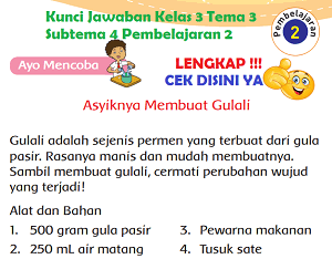 Kunci Jawaban Kelas 3 Tema 3 Subtema 4 Pembelajaran 2