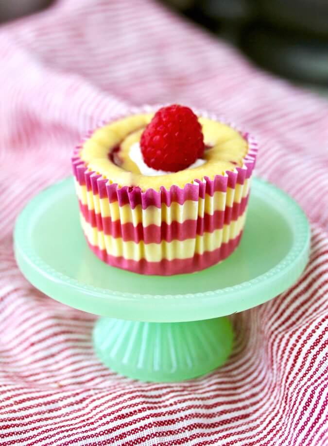 individual mini raspberry cheesecakes