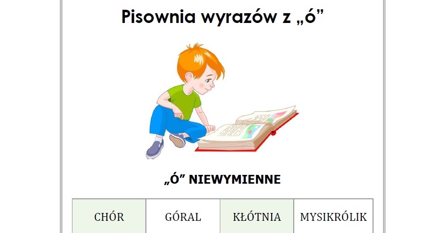 Wyrazy Z ó Niewymiennym Klasa 3 BLOG EDUKACYJNY DLA DZIECI: WYRAZY Z Ó NIEWYMIENNYM