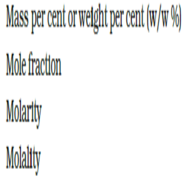 Quiz on Mass Percent, Mole fraction, Molarity, Molality & Normality