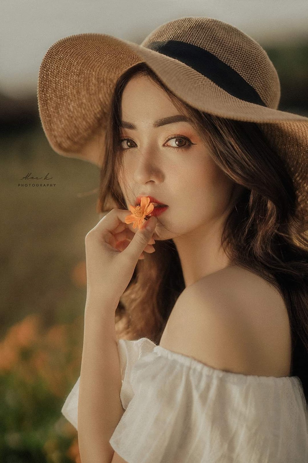 Vietnamese beautiful girl - Beauty face of young beautiful woman with flowers in her hair