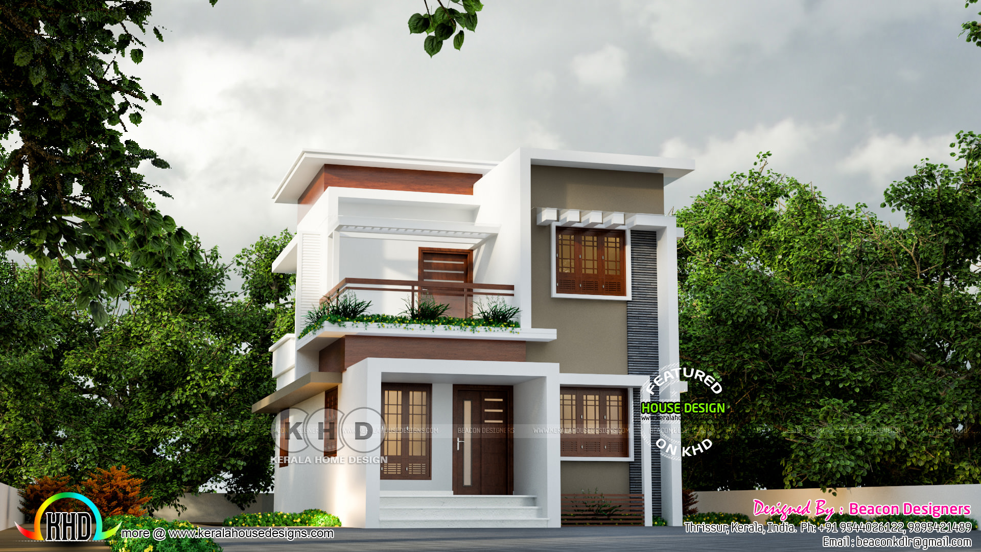 3 bedroom flat roof house architecture - Kerala Home Design and Floor