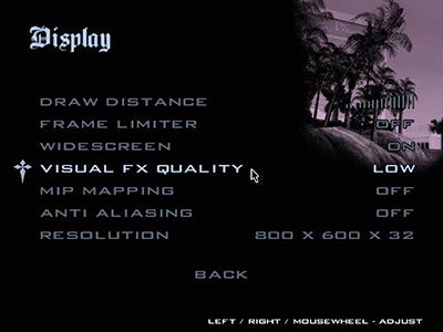 Pengaturan minimum tampilan game GTA San Andreas