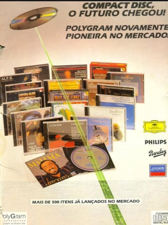 Anúncio da Polygram em 1985 promovia do lançamento do Compact Disc