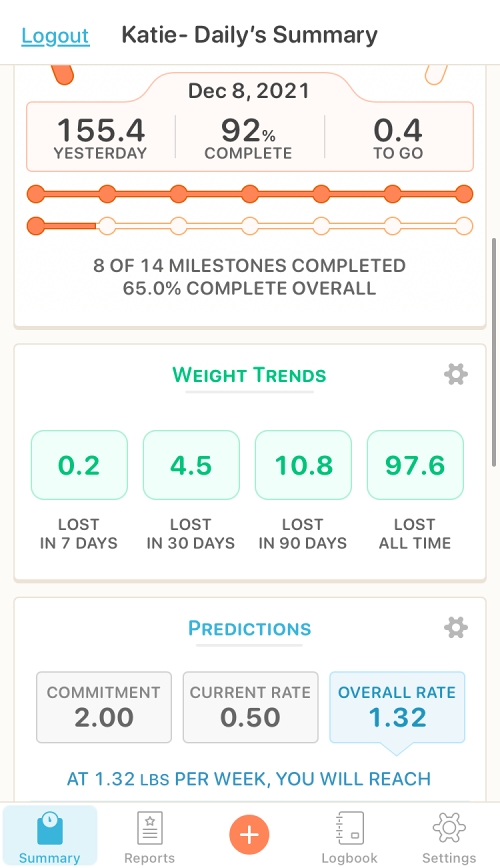 Runs for Cookies Premium Happy Scale App Giveaway (my favorite weight