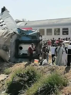 حادث قطار اليوم - بالصور تصادم قطارين بطريق طهطا بسوهاج