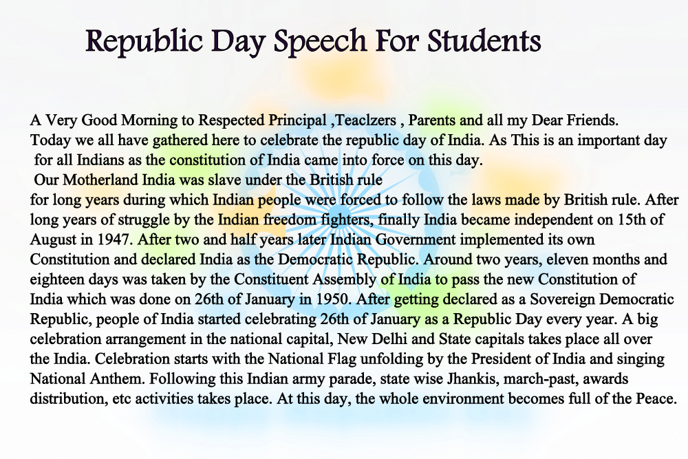List Bark Republic Day Speech in English for Students