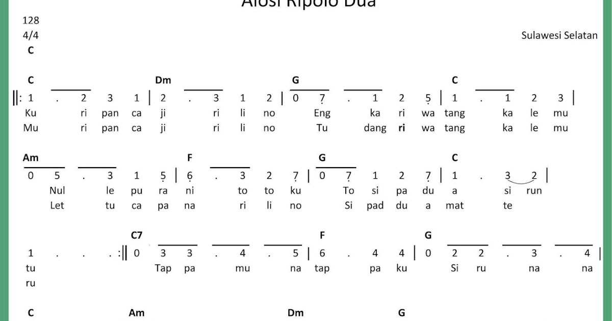 Chord Lagu Alosi Ripolo Dua