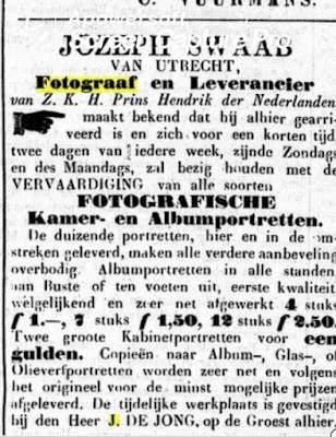 Advertentie van Jozeph Swaab in Gooi- en Eemlander 1873