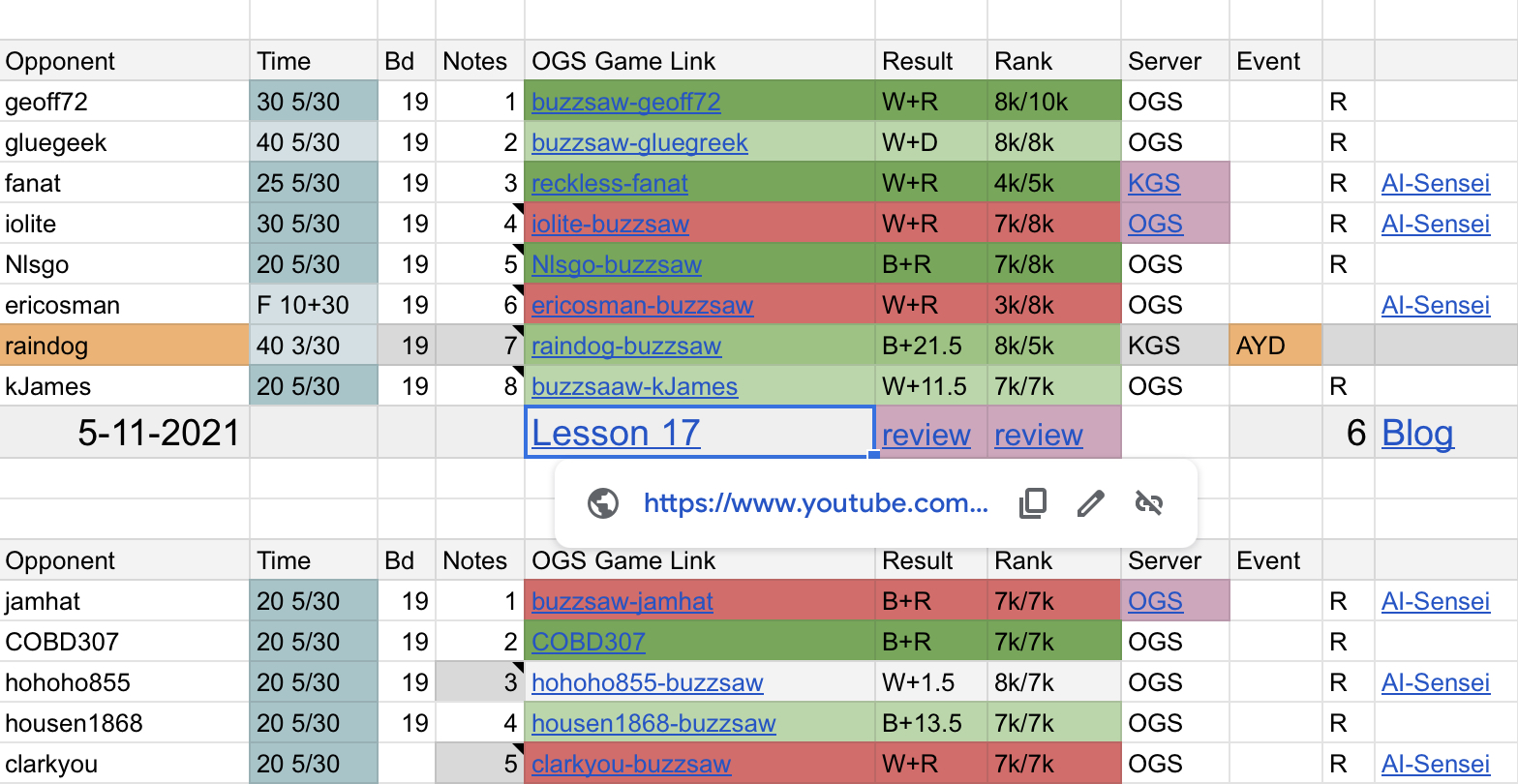 Enriching My Love of the Game My Games Spreadsheet