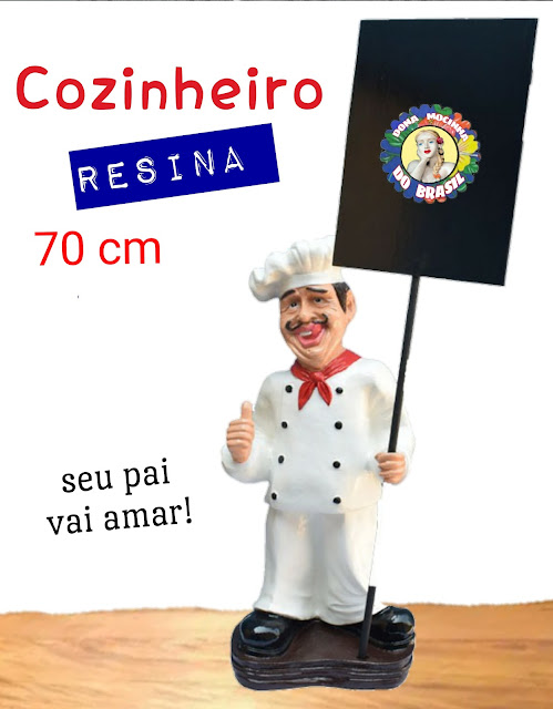 BONECO COZINHEIRO DE RESINA