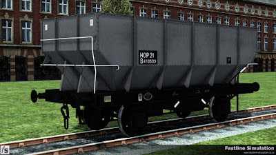 Fastline Simulation: A clean dia. 1/143 21T hopper in unfitted grey livery with HOP 21 code on a black painted panel.
