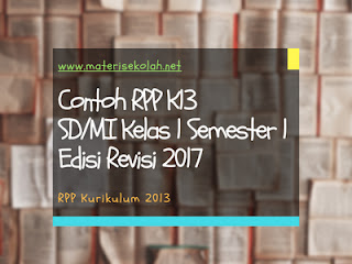 Contoh RPP K13 SD/MI Kelas 1 Semester 1 Edisi Revisi 2017