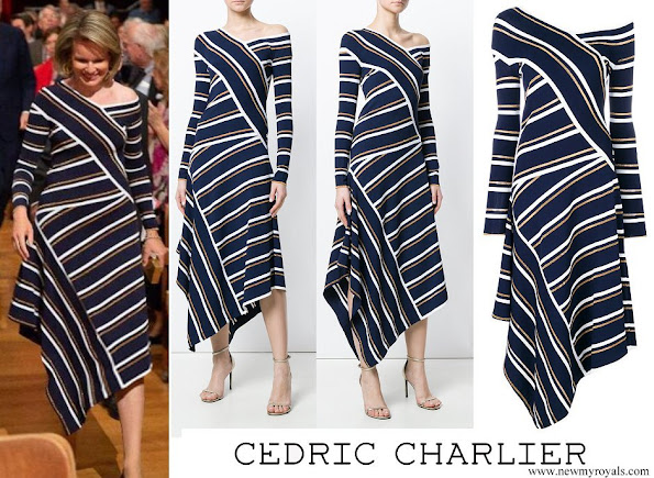 Queen-Mathilde-wore-CEDRIC-CHARLIER-Asymmetric-Striped-Metallic-Knitted-Midi-Dress.jpg