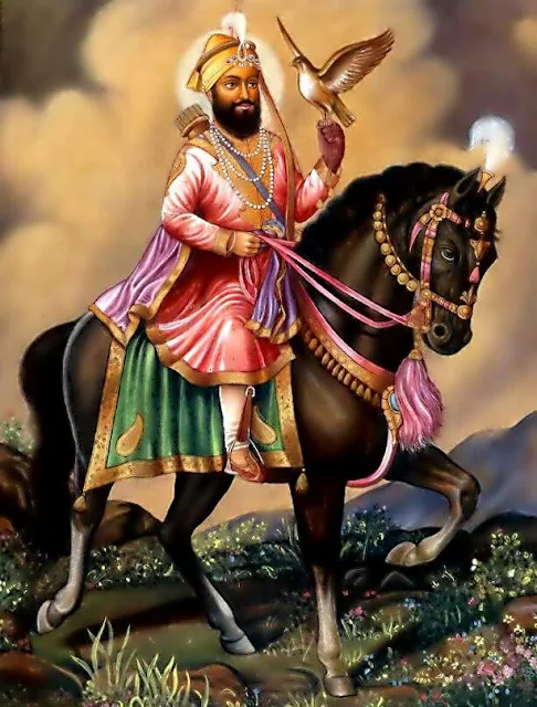Guru Gobind Singh ji images with Baaz and horse