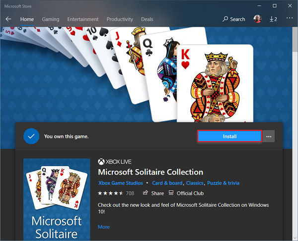 Microsoft Solitaire Collection kan niet worden geopend
