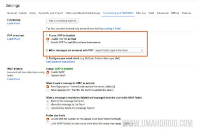Langkah Pertama Mengatur POP Gmail
