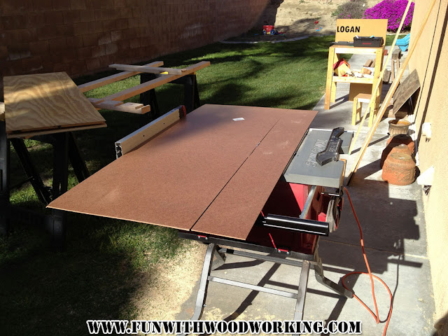 New Yankee Workshop Workbench update - cutting the plywood benchtop
