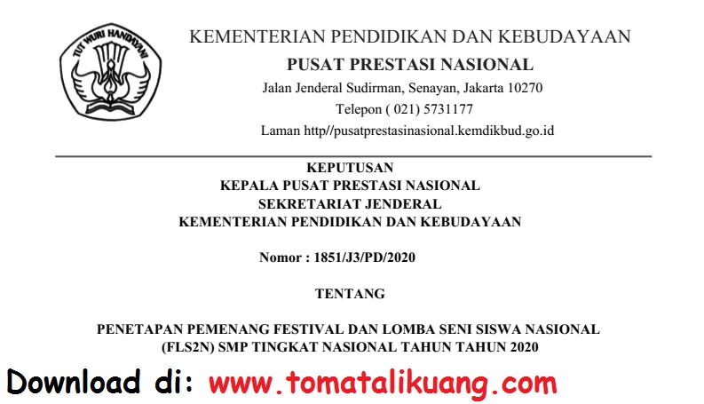 Download sk daftar pemenang kosn sma tahun 2021