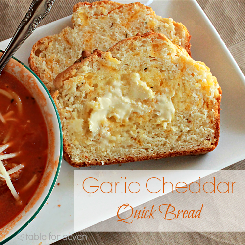 Garlic Cheddar Quick Bread • Table for Seven