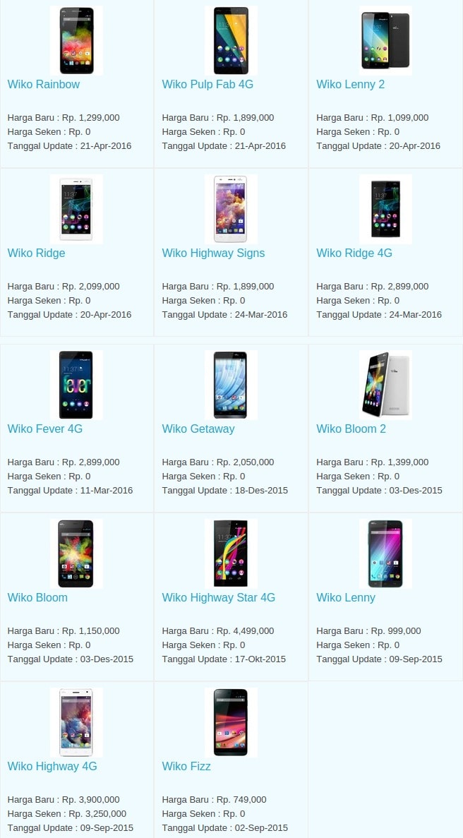 Daftar Harga Hp Terbaru Wiko Mei 2016 Daftar Harga Hp Terbaru Wiko Mei 2016