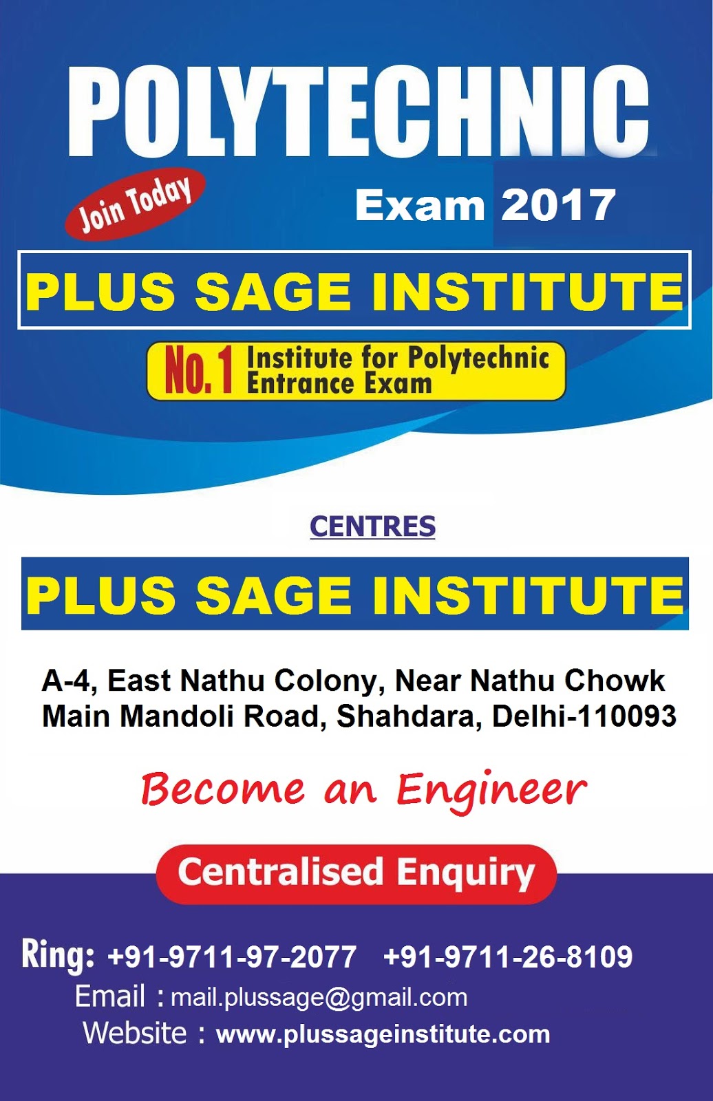 Best Book For Polytechnic Entrance Exam Delhi Plus Sage Institute (CTET, DSSSB & SSC Coaching): Best Coaching