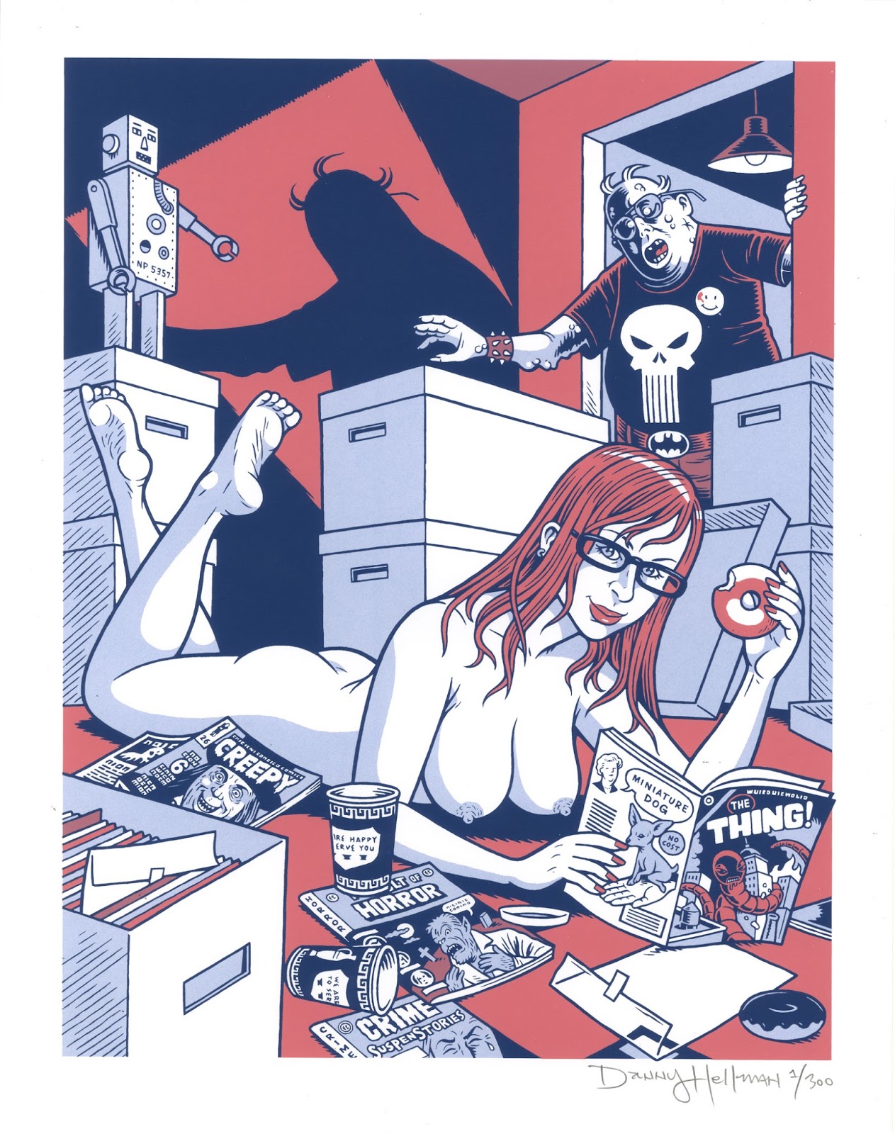 Nude with Comic Books," my new signed, Ltd Ed screen print.