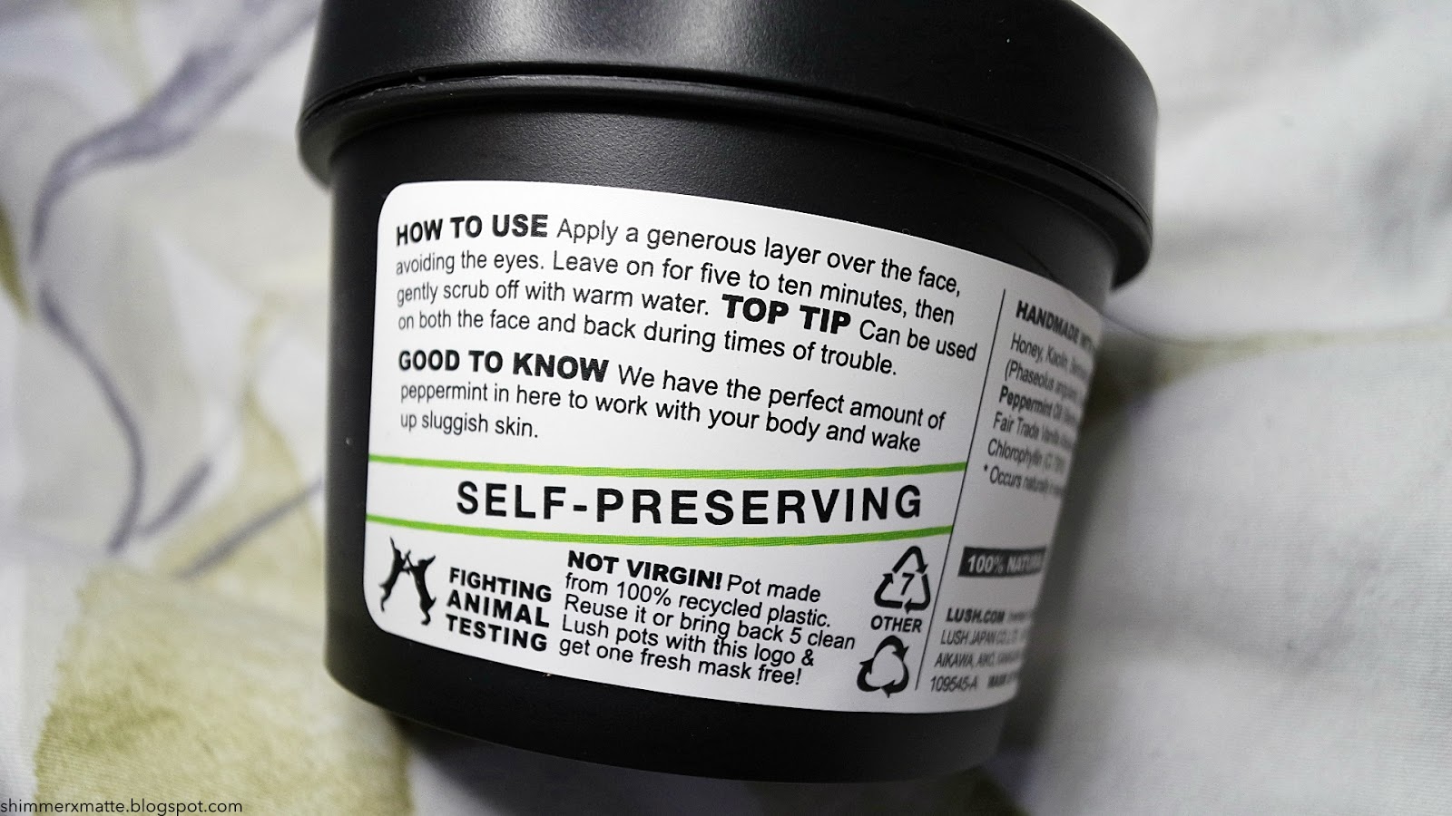 Lush Mask of Magnaminty (SelfPreserving) Review Shimmer and Matte