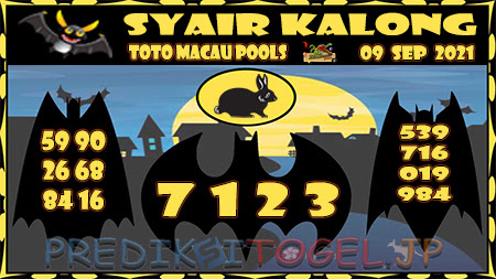 Syair Kalong Toto Macau Kamis 09 September 2021
