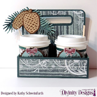 Stamp/Die Duo:  Deer Ornament  Custom Dies:  Milk Carton Holder, Mini Coffee Cup Wrapper and Layer, Pinecones & Pine Branches, Circles, Scalloped Circles Paper Collection: Christmas 2017 Other: Mini Coffee Cups