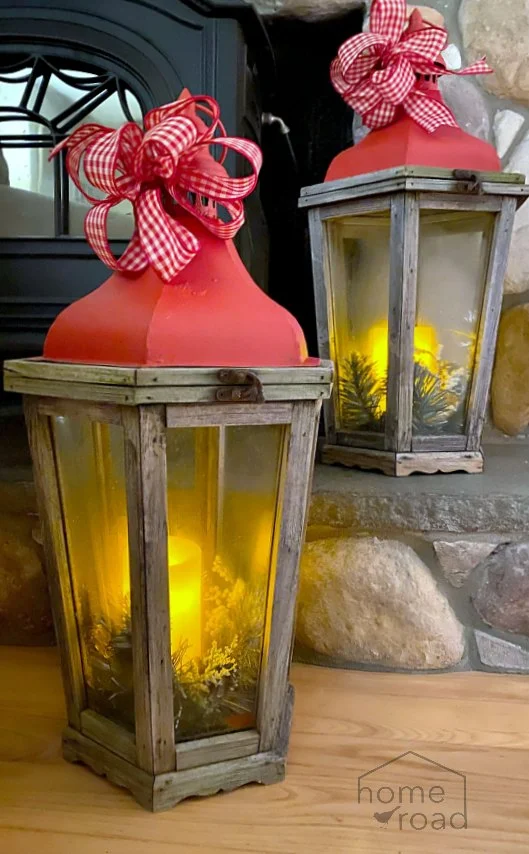 Red Christmas Lanterns with Candles