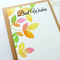 Autumn leaves card, Uniko leaves stencil, Uniko stamps - Natures treasure stencil and mask, Distress ink blending, Stenciled card, Clean and simple card, Guest designer Ishani, Quillish