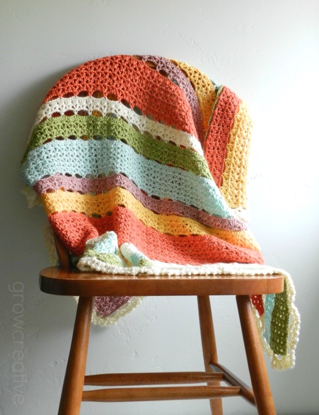 Striped Crochet Baby Blanket and Free Pattern