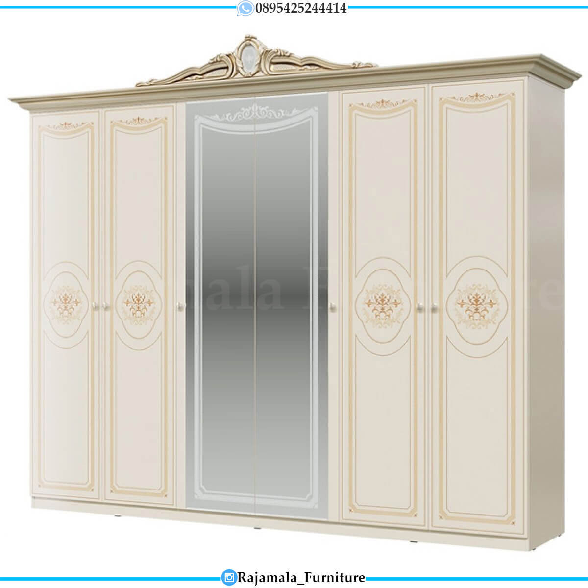 Best Sale Lemari Baju Kaca Mewah Classic Luxury Furniture Jepara RM-0555