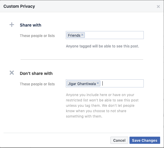 Condivisione della privacy di Facebook