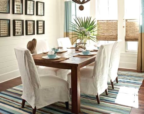 slipcovered dining room chairs