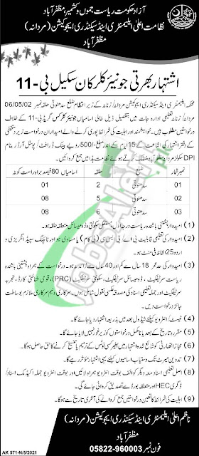 Latest Jobs in Education department,Elementary & Secondary Education Department, Jobs in AJK May 2021