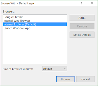 Set Default Browser In Visual Studio Web