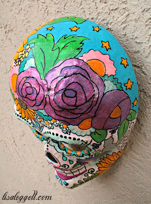 Floral Dia de los Muertos mask by Lisa Leggett
