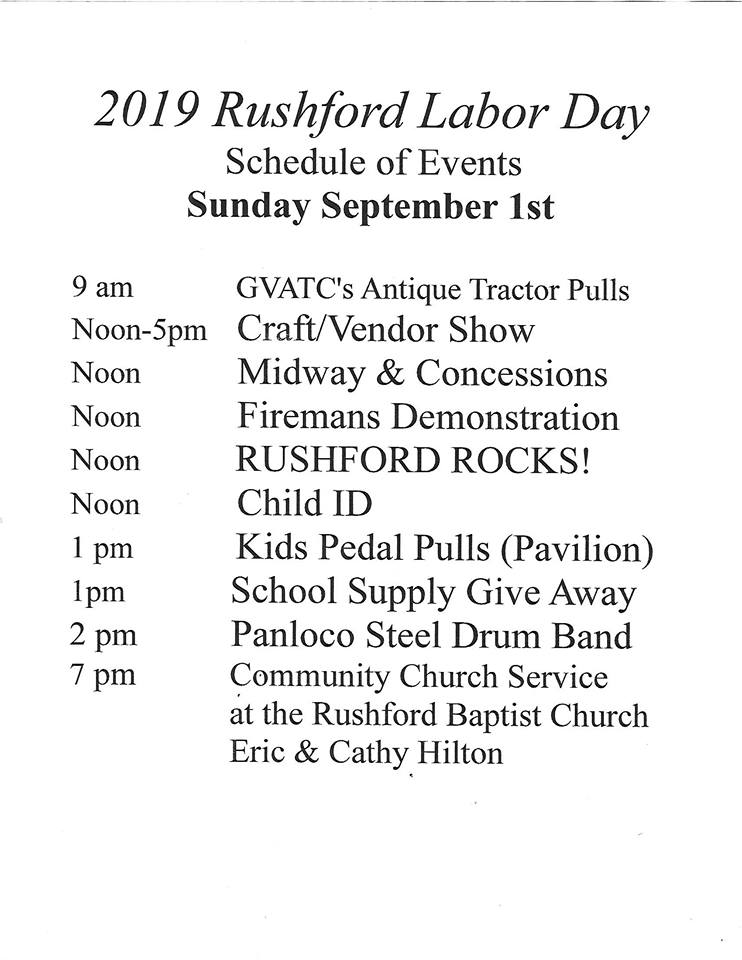 Wellsville Regional News (dot) com Rushford Labor Day 2019