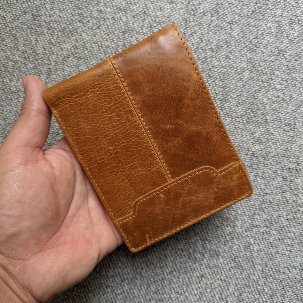 Ví ngang nam da bò màu nâu sáng