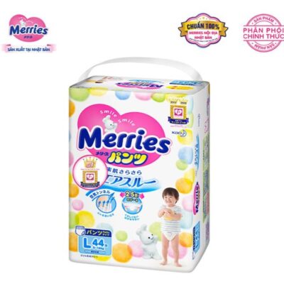 Bỉm/Tã quần Merries size L 44 miếng (cho bé 9 – 14kg)