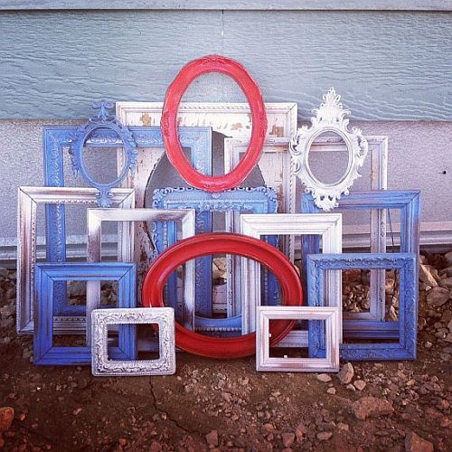 lovely blue, white and coral picture frames
