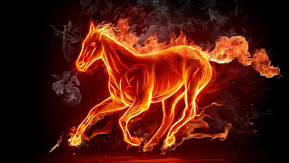 Wallpaper met paard van vuur