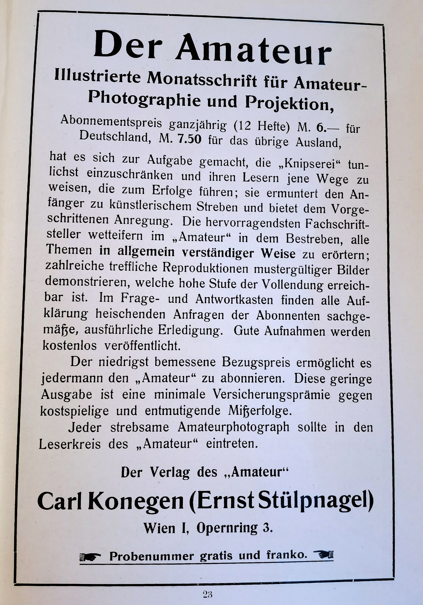 Hinweis auf ein “Fotoblog” im Jahr 1908