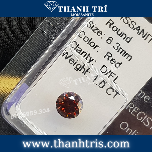 Kim cương Moissanite GRA Round 6ly3 Đỏ